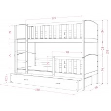 Bērnu divstāvu gultas TAMI 80x160